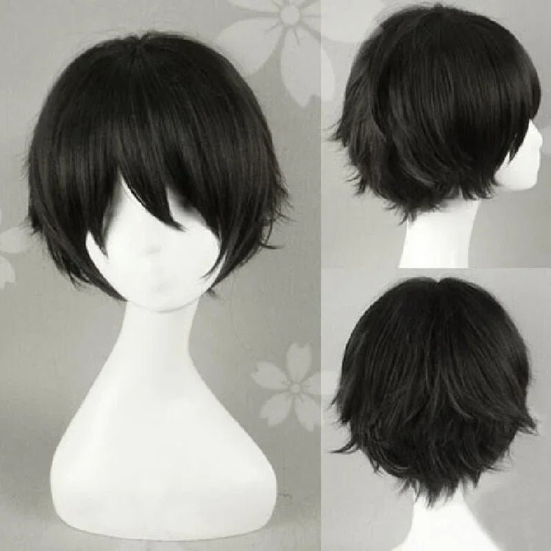 Short Black Heat Resistant Cosplay Wig - 5