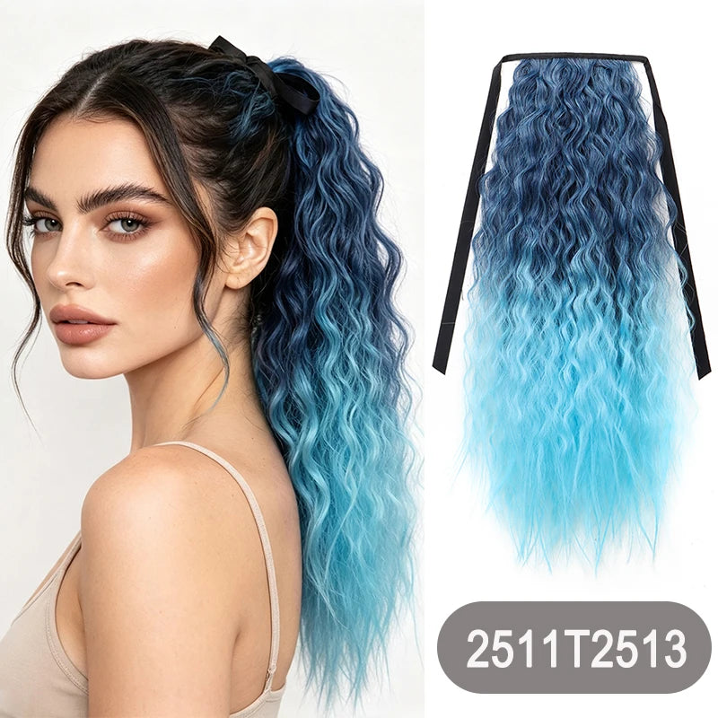 22-Inch Kinky Curly Drawstring Ponytail Hair Extension - 20