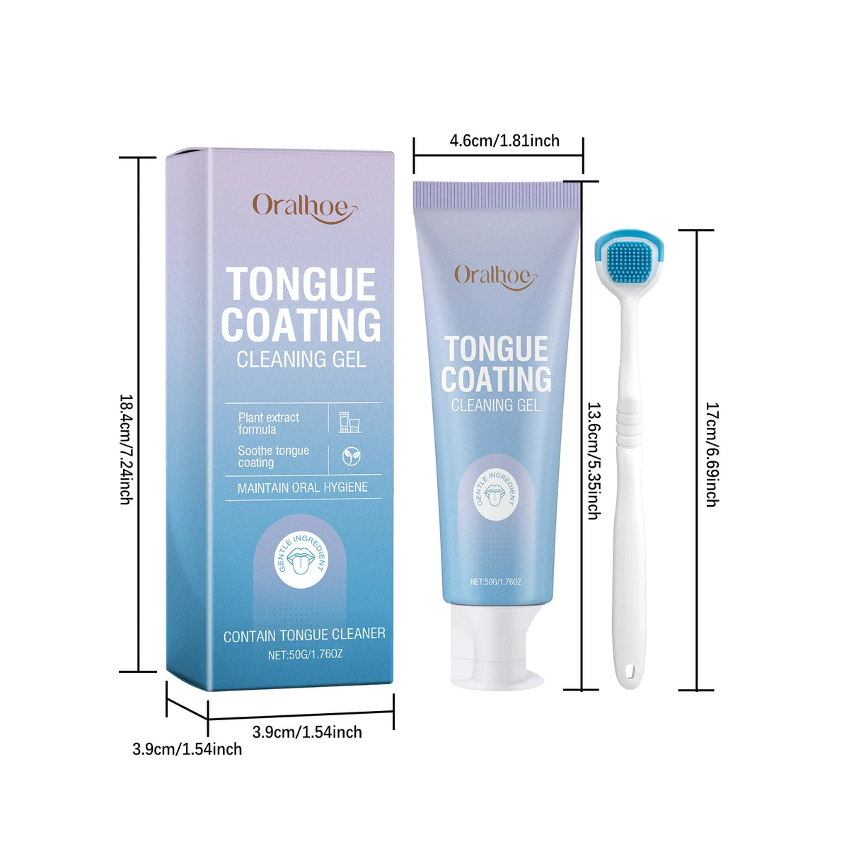 Tongue Cleaning Gel and Scraper Kit for Bad Breath and Oral Hygiene