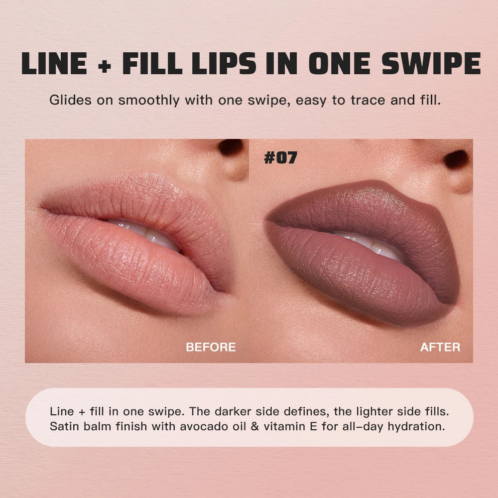 2-in-1 Dual Ended Matte Lip Contour Liner and Hydrating Gloss Pen