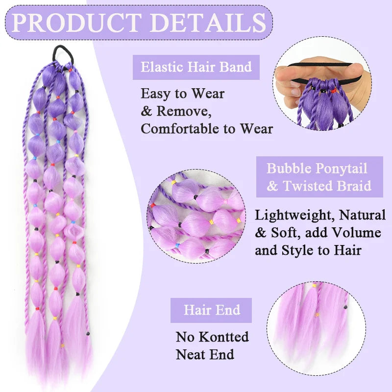 Ombre Bubble Braid Ponytail Extension for Girls - 2