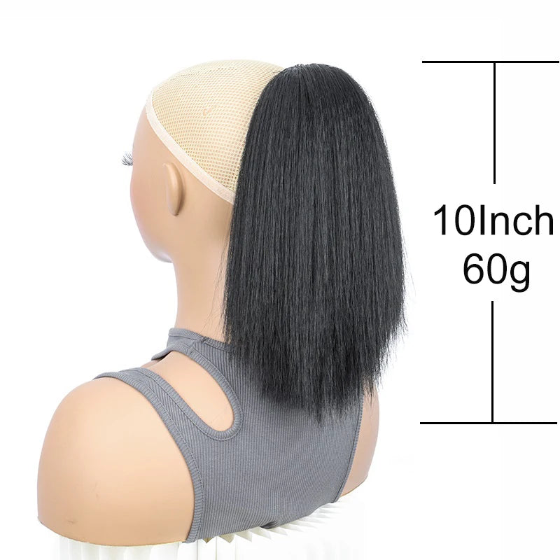 10-Inch Kinky Straight Drawstring Ponytail Hair Extension - 3