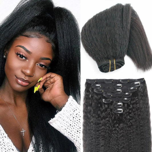Kinky Straight Clip-In Hair Extensions for Full Volume