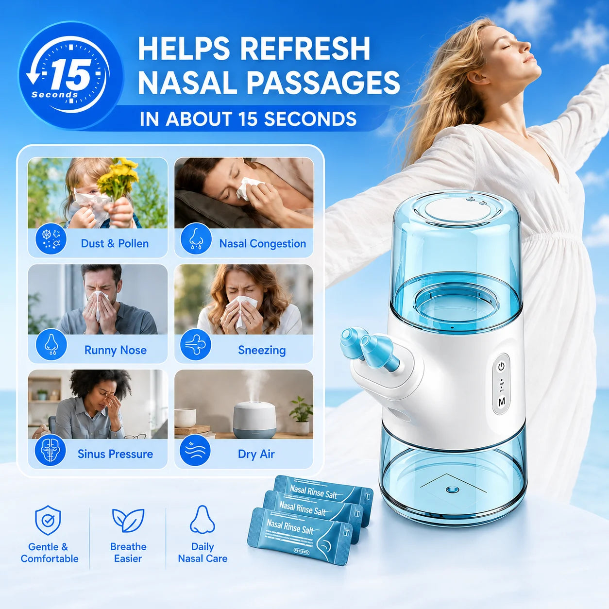 Portable Electric Nasal Irrigator for Sinus Relief and Daily Nasal Care - 3