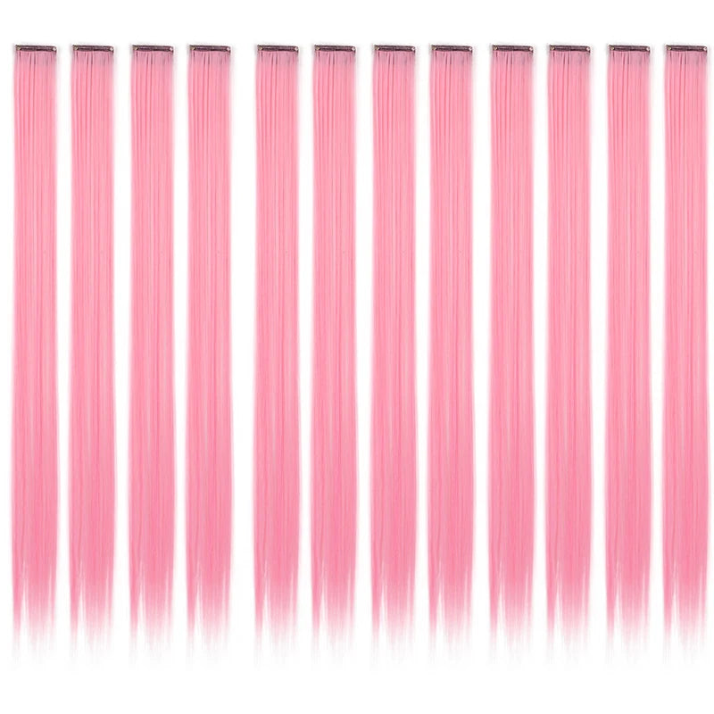 12-Piece Colorful Clip-In Hair Extensions for Parties - 8