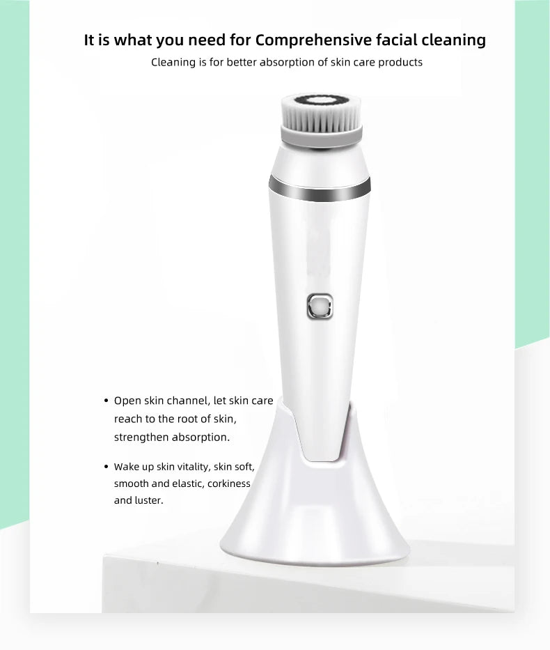 4-in-1 Electric Rotating Facial Cleansing Brush for Deep Pore Exfoliation - 9