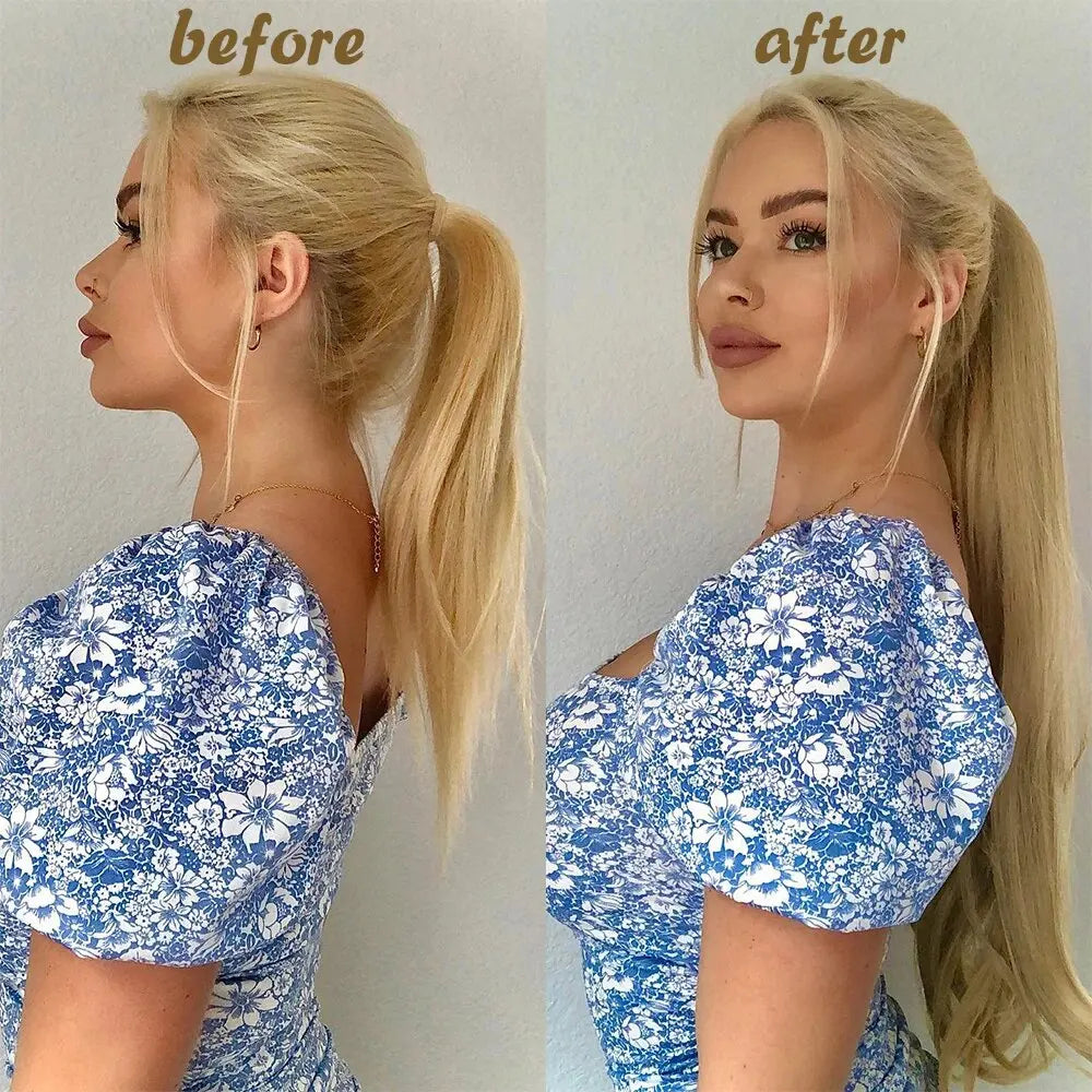 24 Inch Long Straight Wrap Around Ponytail Hair Extension for Women