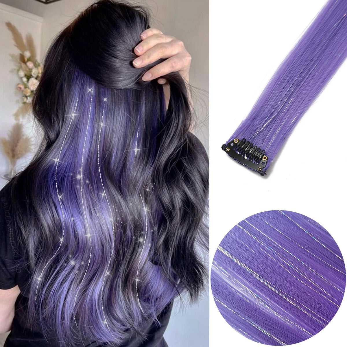 22-Inch Colored Clip-In Hair Extension Highlights