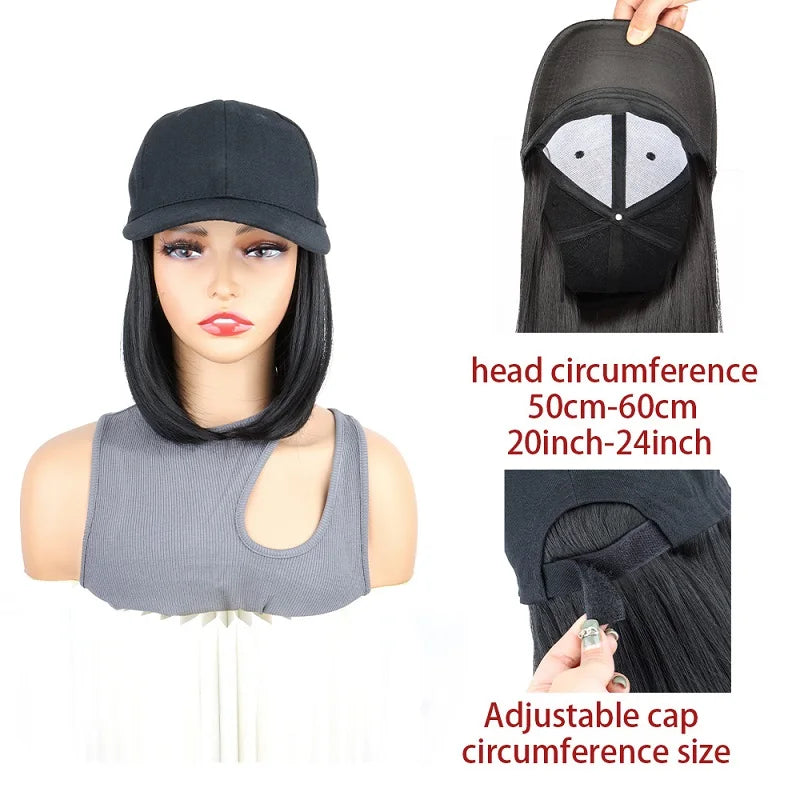 12-Inch Short Bob Synthetic Hair Extension Baseball Cap - 4