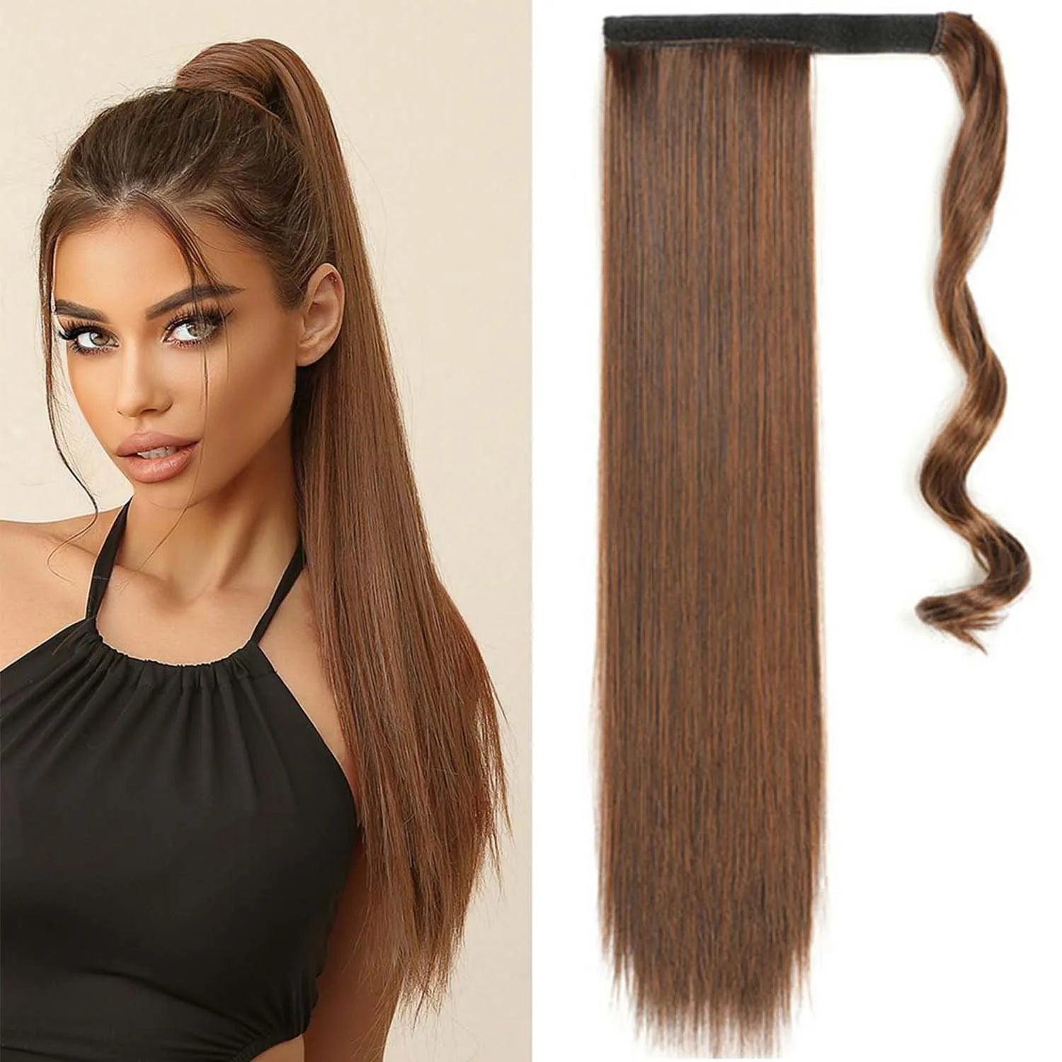 24 Inch Long Straight Wrap Around Ponytail Hair Extension for Women - 27