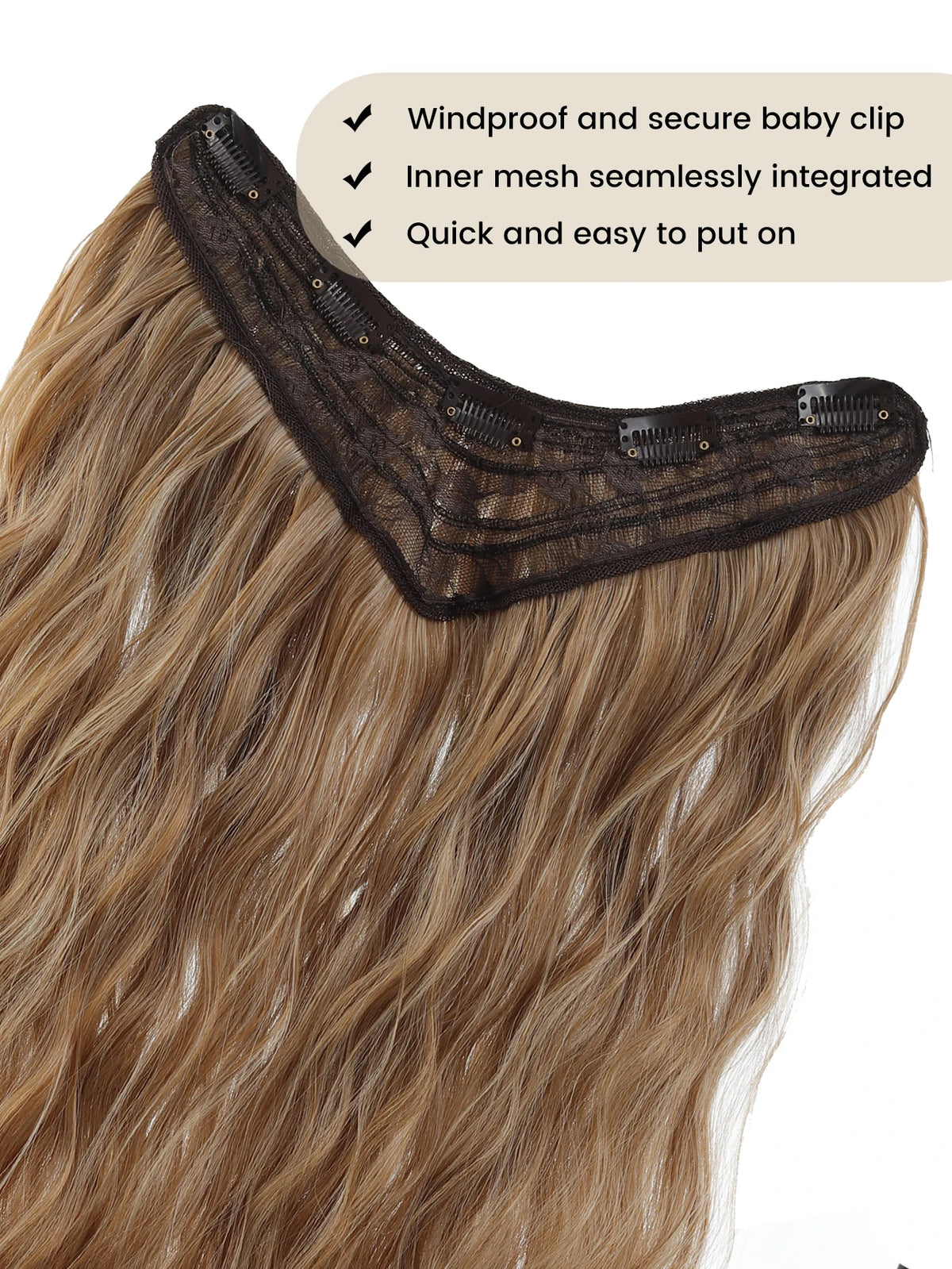 24-Inch V-Shaped Wavy Clip-In Hair Extensions for Instant Volume