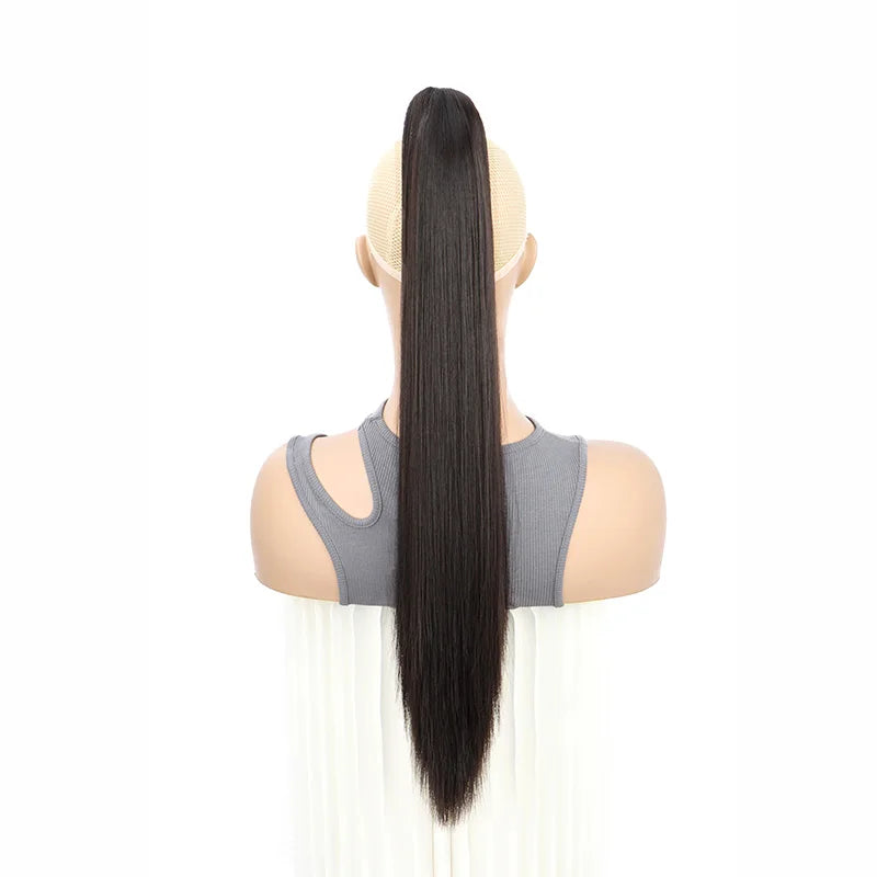 24-Inch Long Straight Claw Clip-On Ponytail Hair Extension - 14