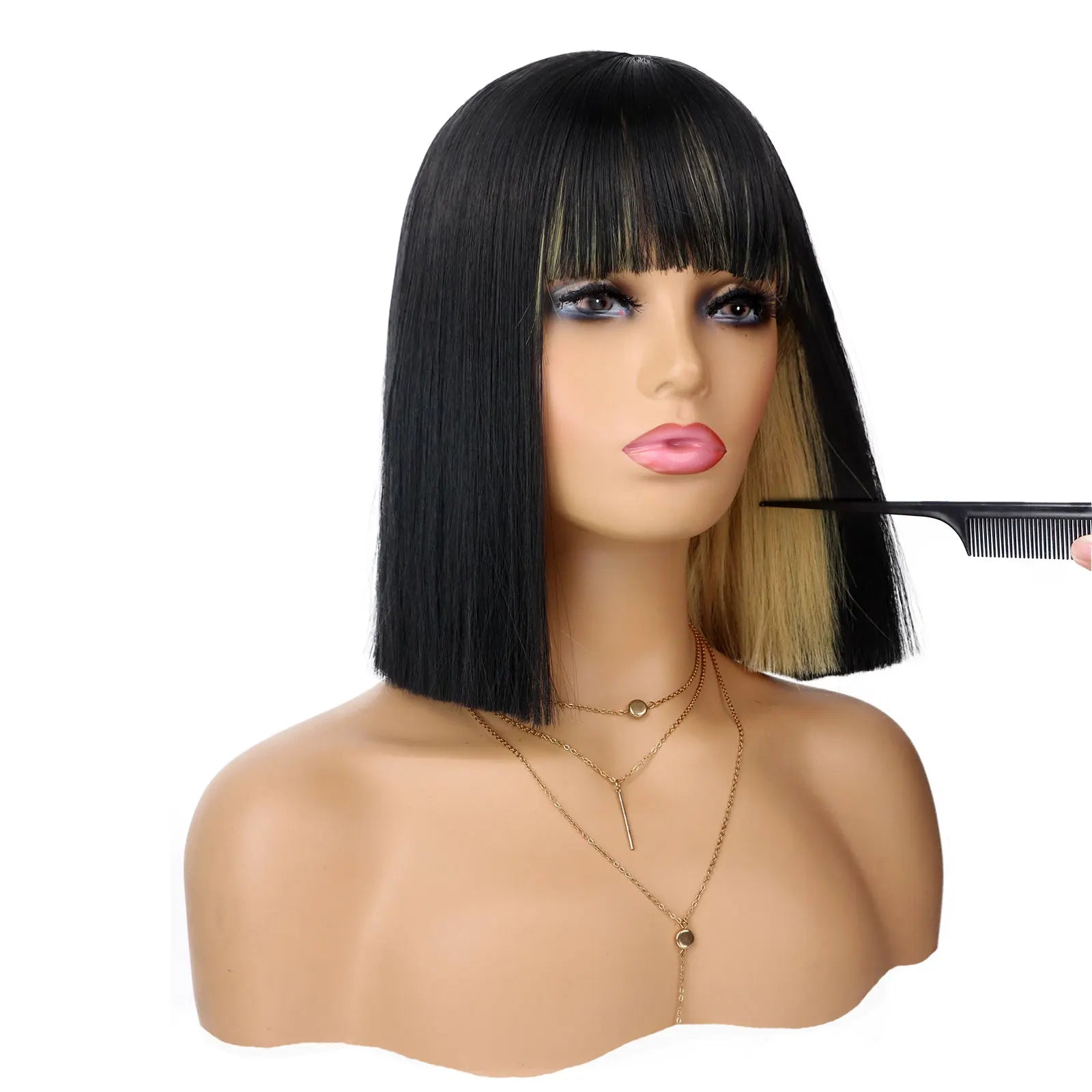 Short Straight Bob Wig with Bangs for Women Daily and Cosplay Wear - 16