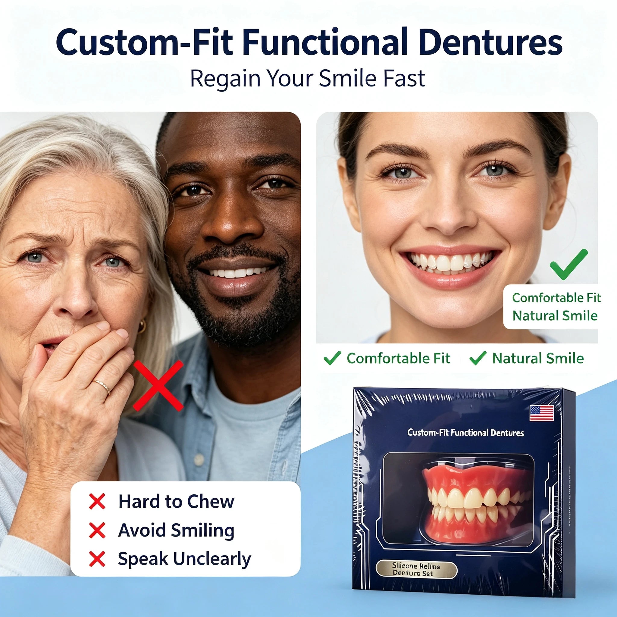 Full-Mouth Silicone Denture Set for Natural Smile and Oral Comfort - 8