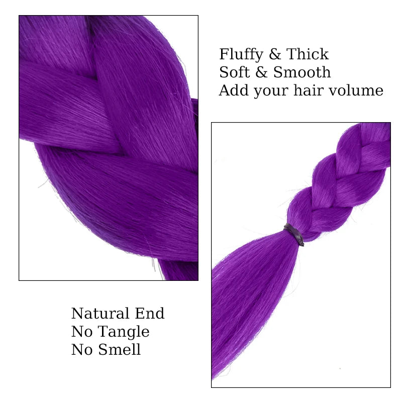 26-Inch Clip-In Braided Purple Ponytail for Kids and Costumes - 3