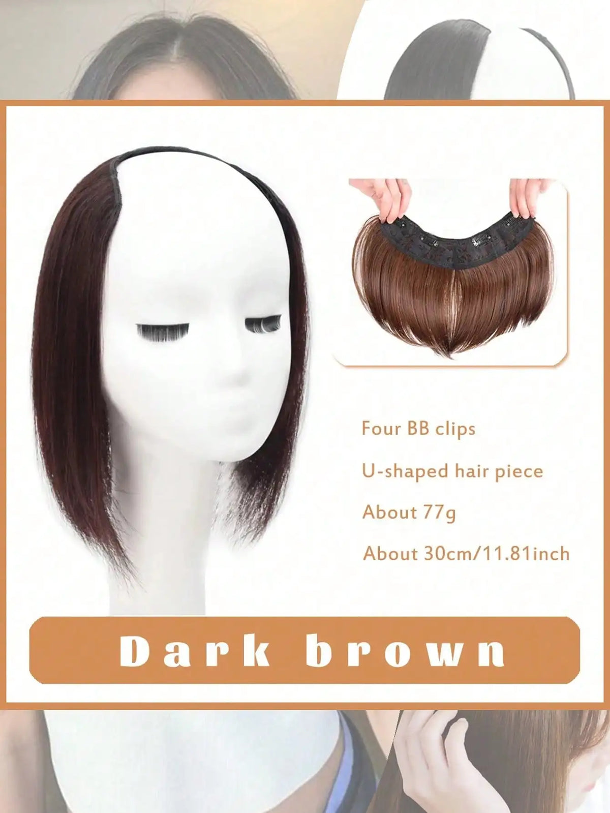 U-Shaped Long Straight Clip-In Hair Extension for Volume