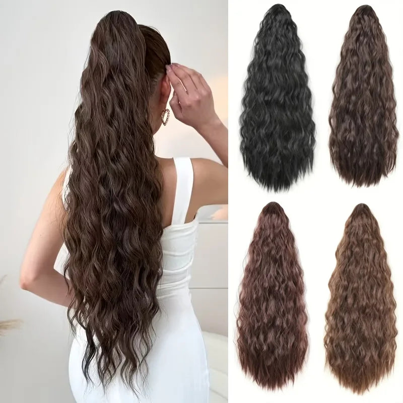 20-Inch Long Wavy Claw Clip Ponytail Extension