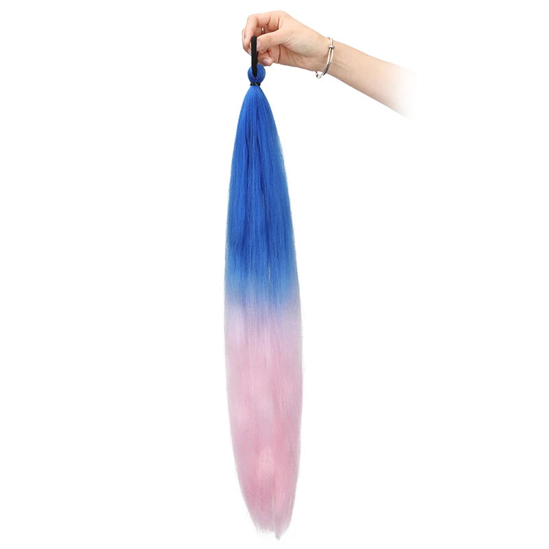 24-Inch Long Colored Braided Ponytail Hair Extension