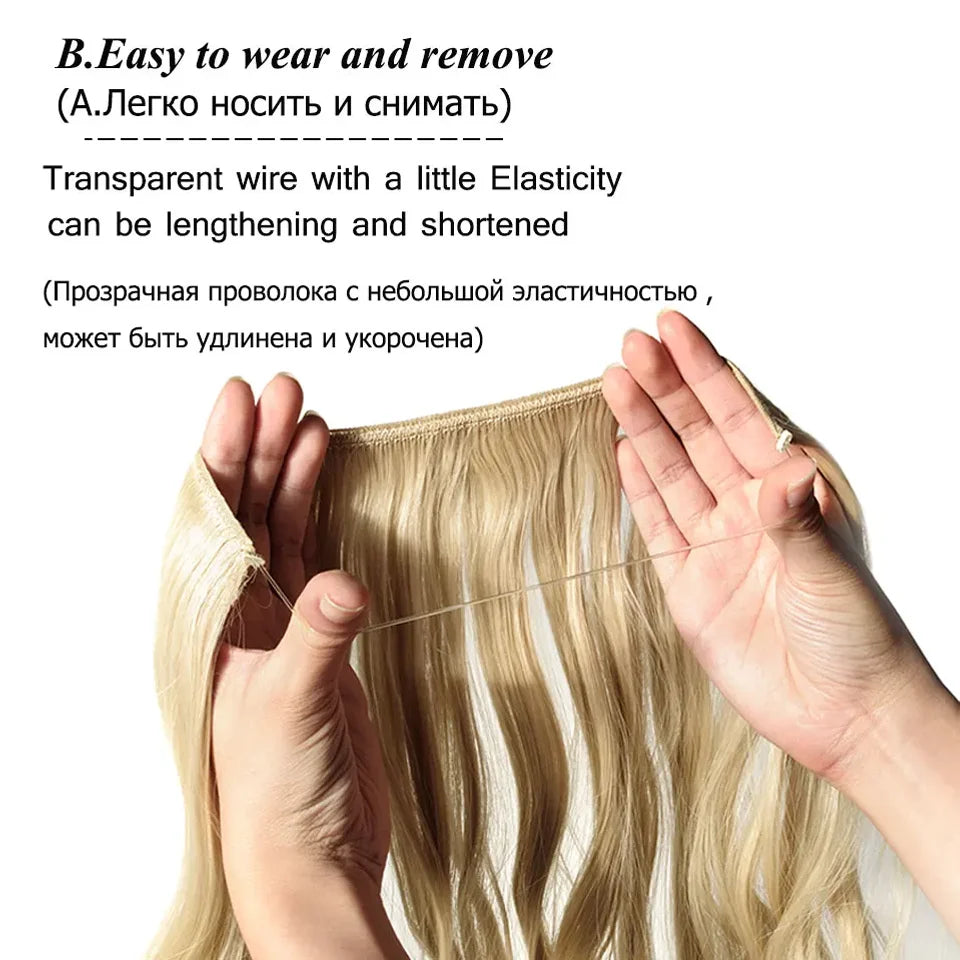 22-Inch Invisible Wire Hair Extensions for Instant Length - 5