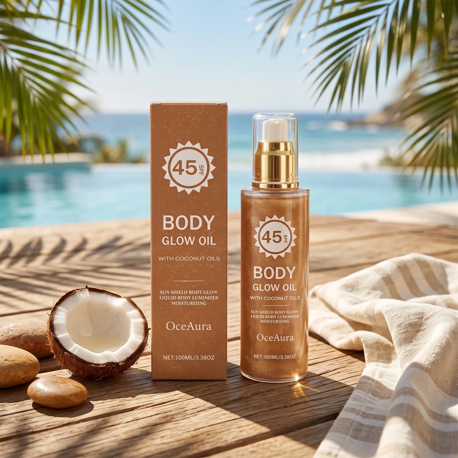 SPF 45 Shimmering Body Glow Oil for Sun Protection and Moisturized Skin - 4