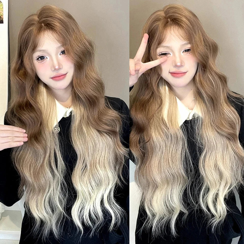 Long Straight Synthetic Wig with Bangs for Cosplay and Parties - 59