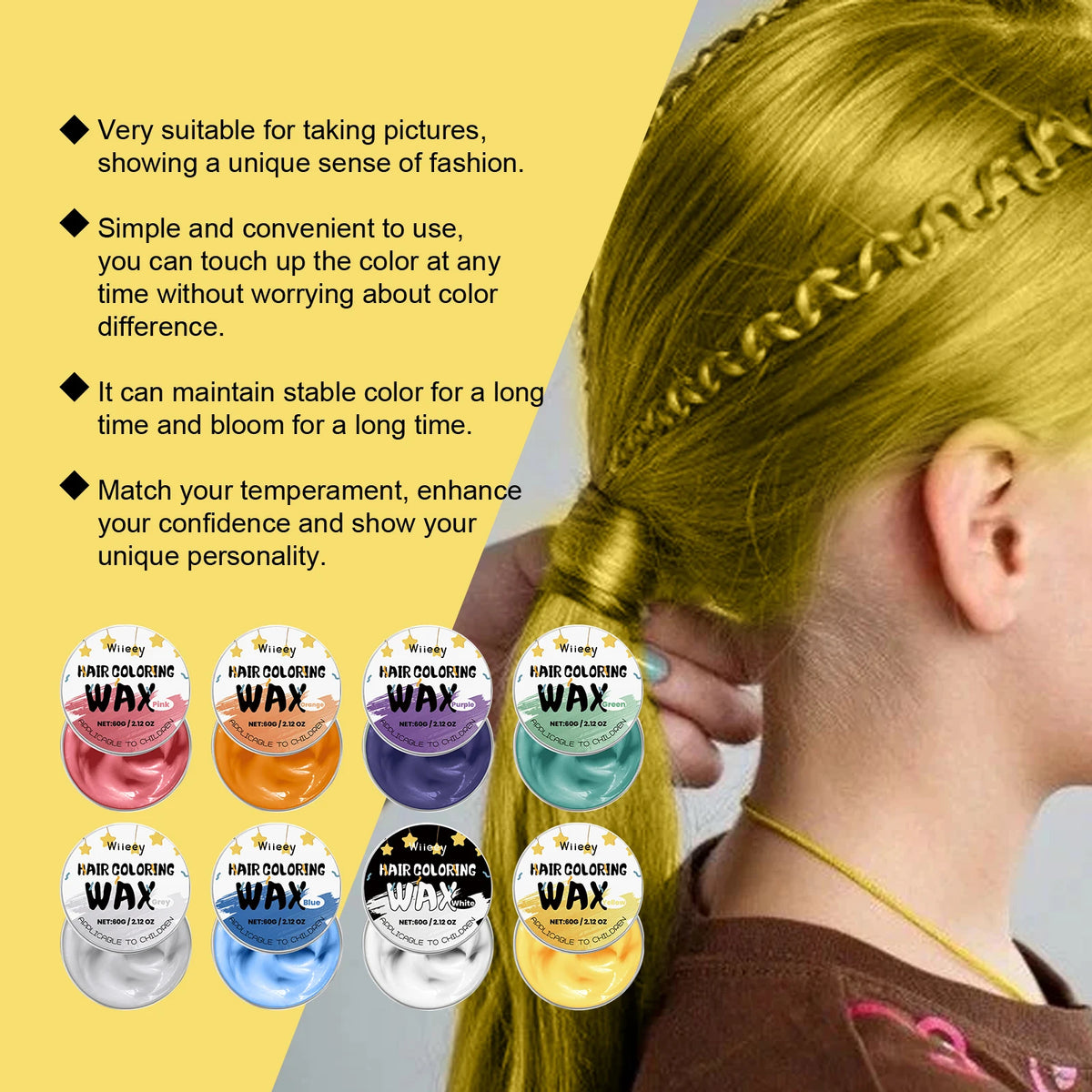 Temporary Washable Hair Color Wax for Kids and Party Styling