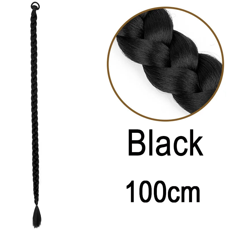 Long Braided Ponytail Extension for Women Synthetic Hairpiece - 8