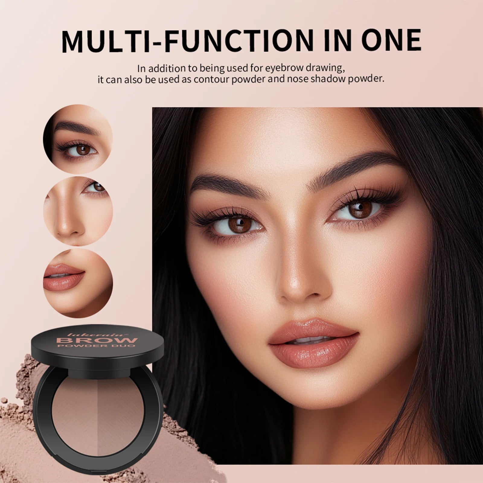 Dual-Tone Eyebrow Powder Palette with Professional Grooming Brush - 5