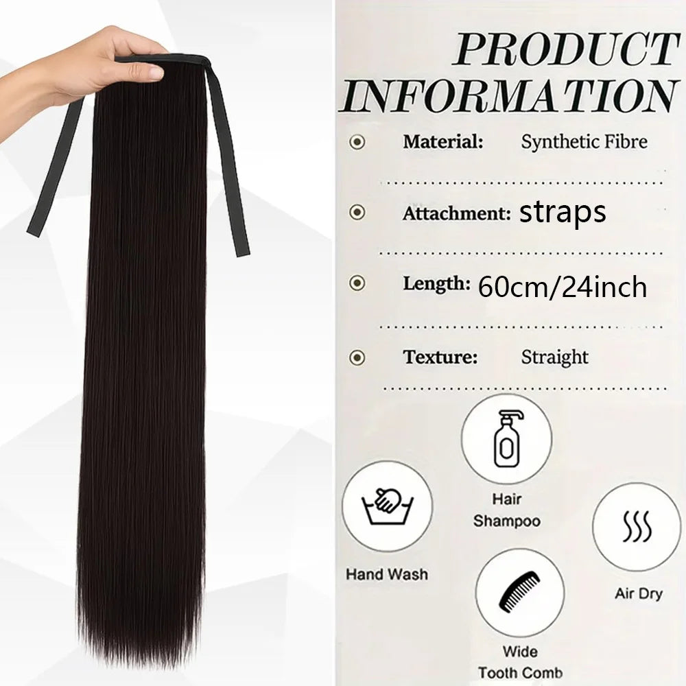 Long Straight Wrap Around Ponytail Hair Extension for Instant Volume