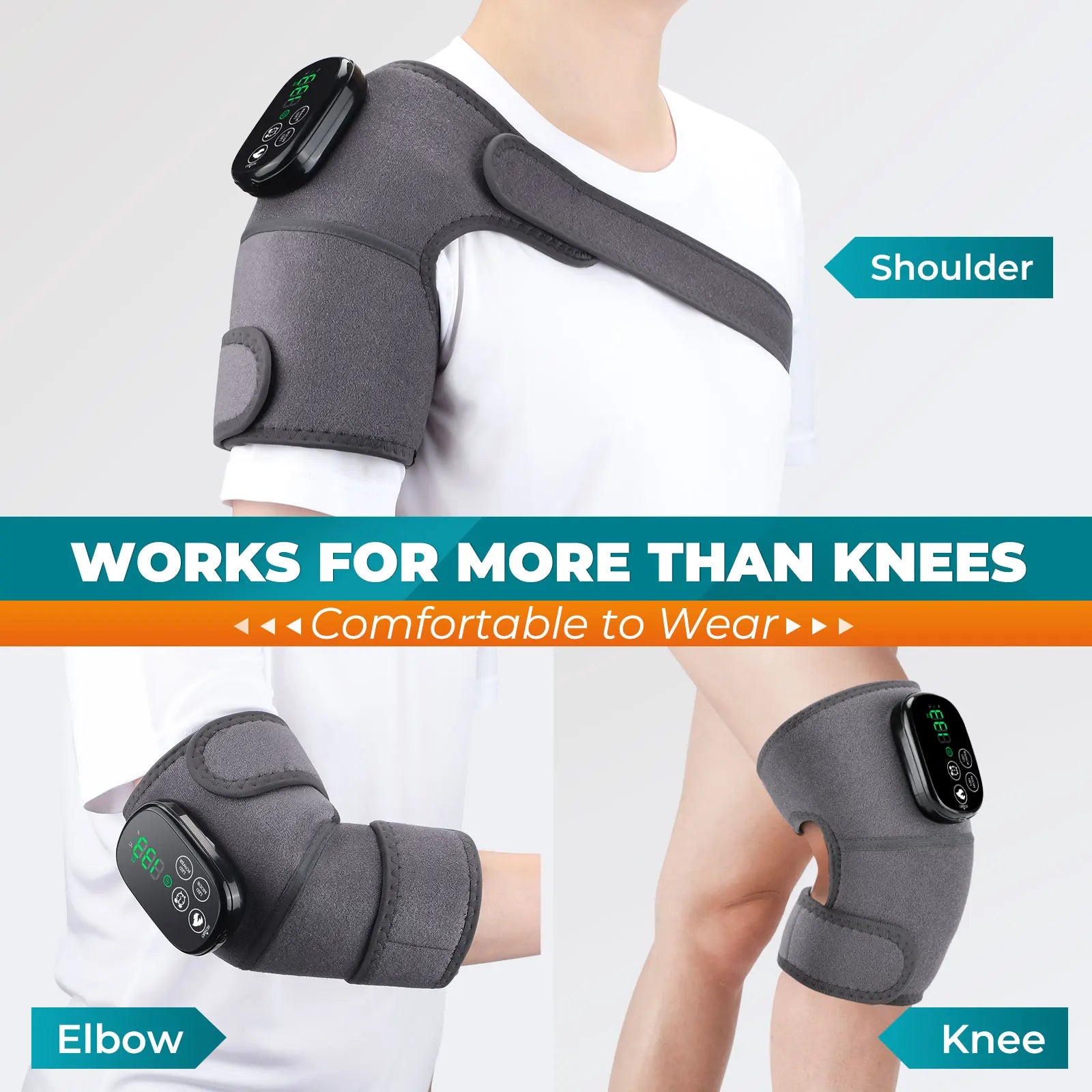 Cordless Heated Knee and Joint Wrap with Adjustable Heat and Red Light - 2