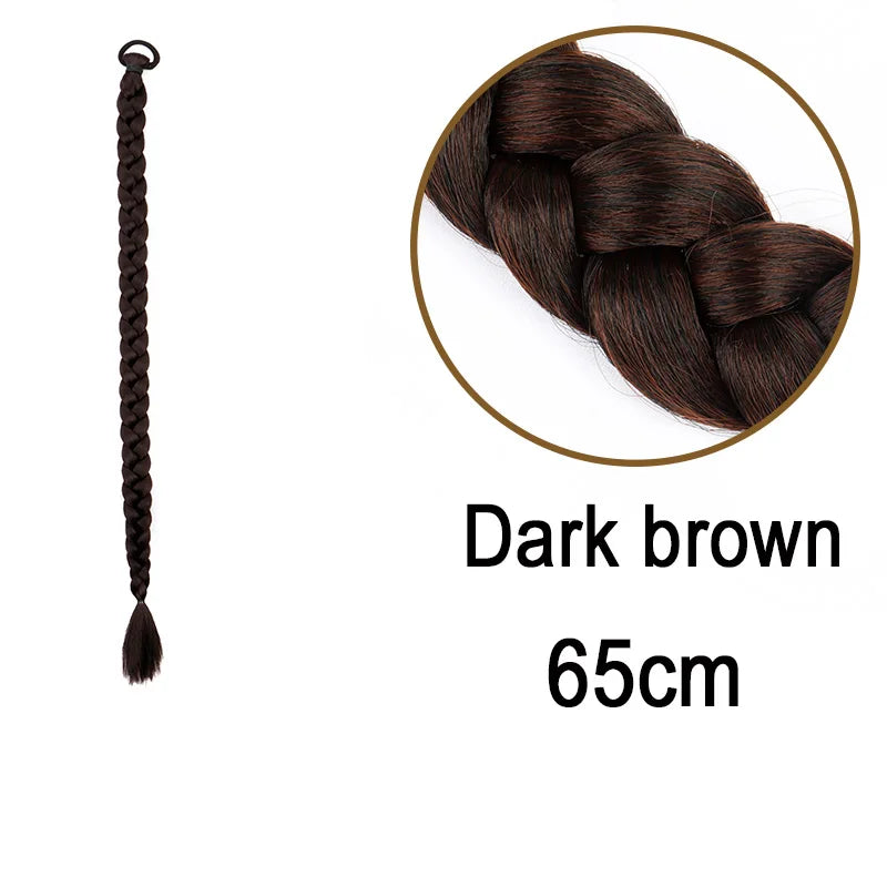 Long Braided Ponytail Extension for Women Synthetic Hairpiece