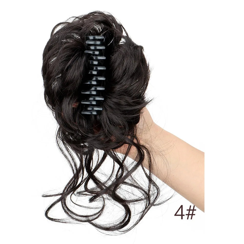 Messy Curly Hair Bun Claw Clip Extension for Instant Voluminous Updo - 15
