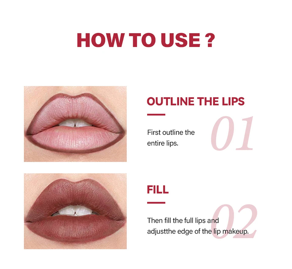 Waterproof Matte Lip Liner Pencil Set for Long-Lasting Defined Lips