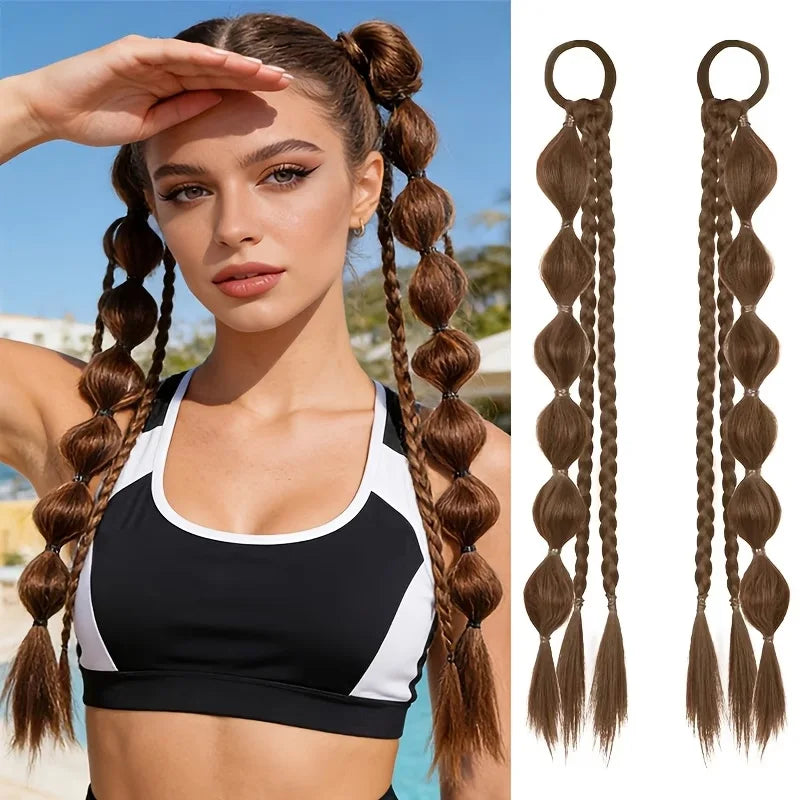Synthetic Bubble Braided Ponytail Hair Extension for Women - 8