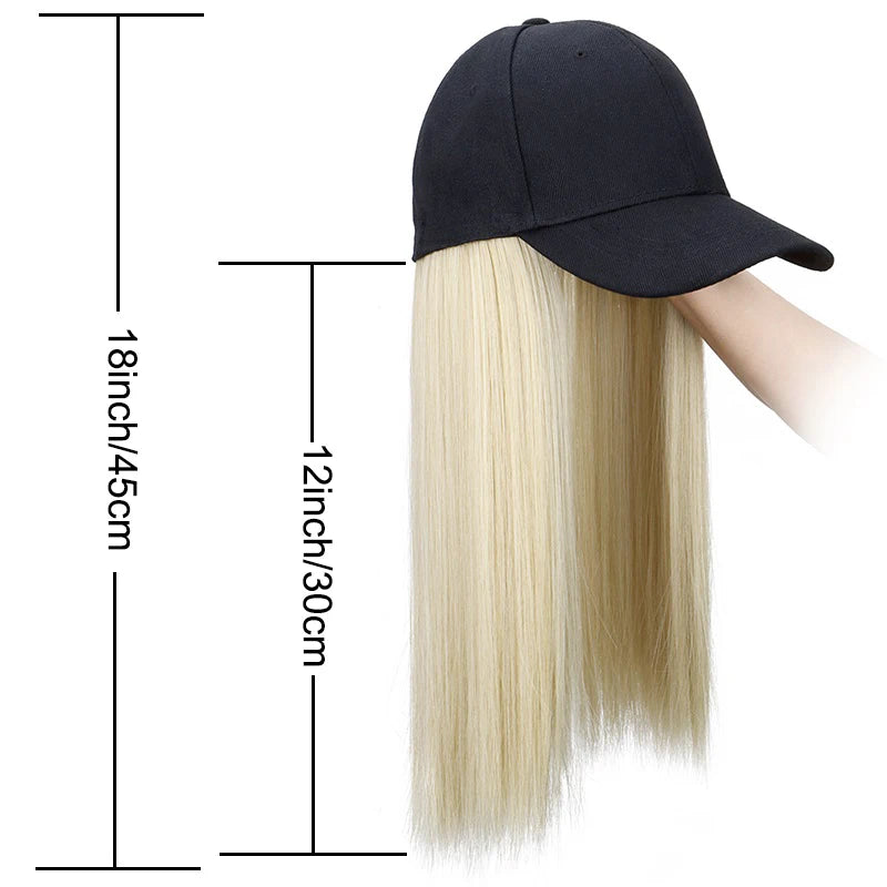 18-Inch Straight Hair Extension Baseball Cap for Daily Wear