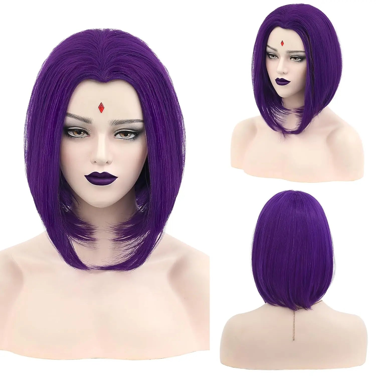 Short Purple Bob Cosplay Wig for Halloween Costume - 1