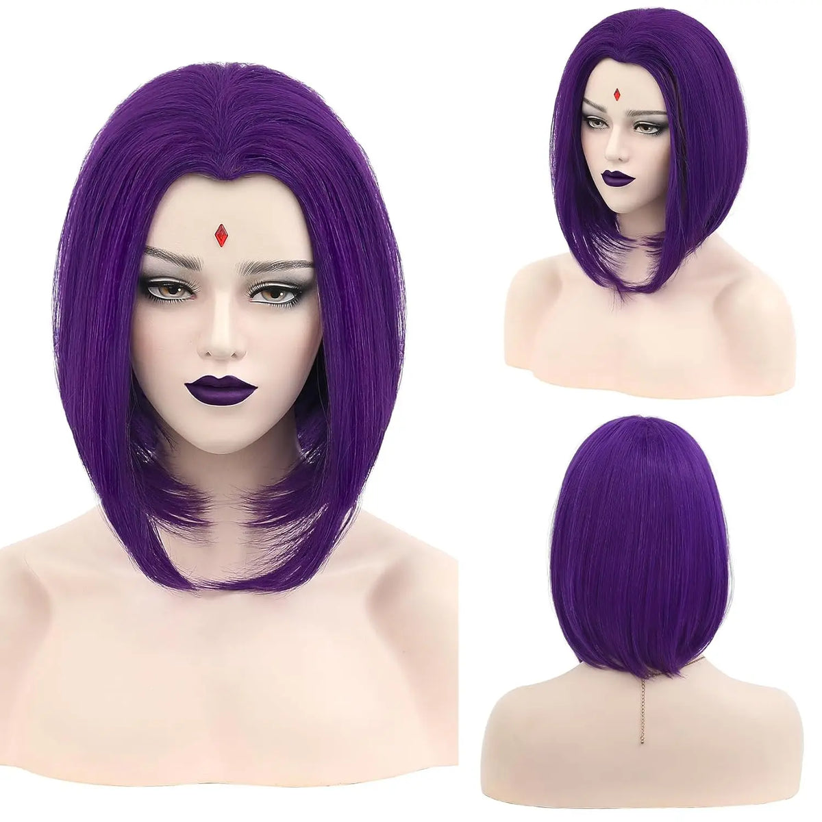 Short Purple Bob Cosplay Wig for Halloween Costume
