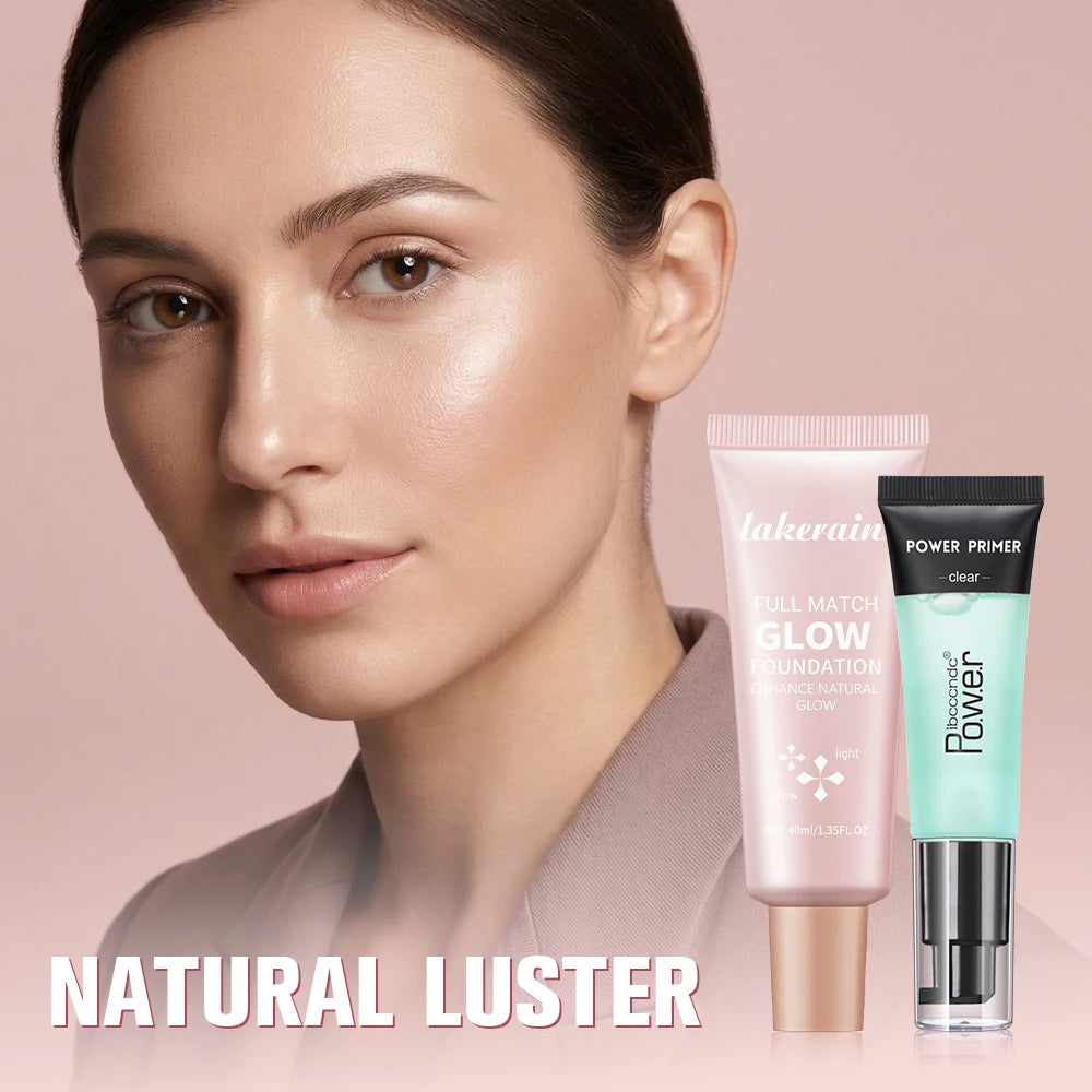 Hydrating Makeup Primer and Glow Foundation Set for Radiant Skin - 2