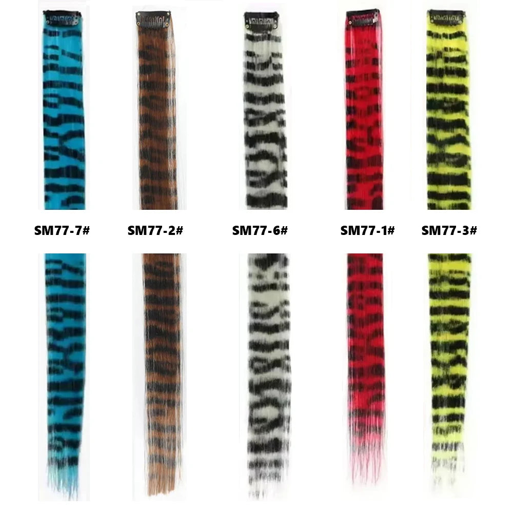 Stripe Printed Clip-In Hair Extensions for Parties and Daily Wear