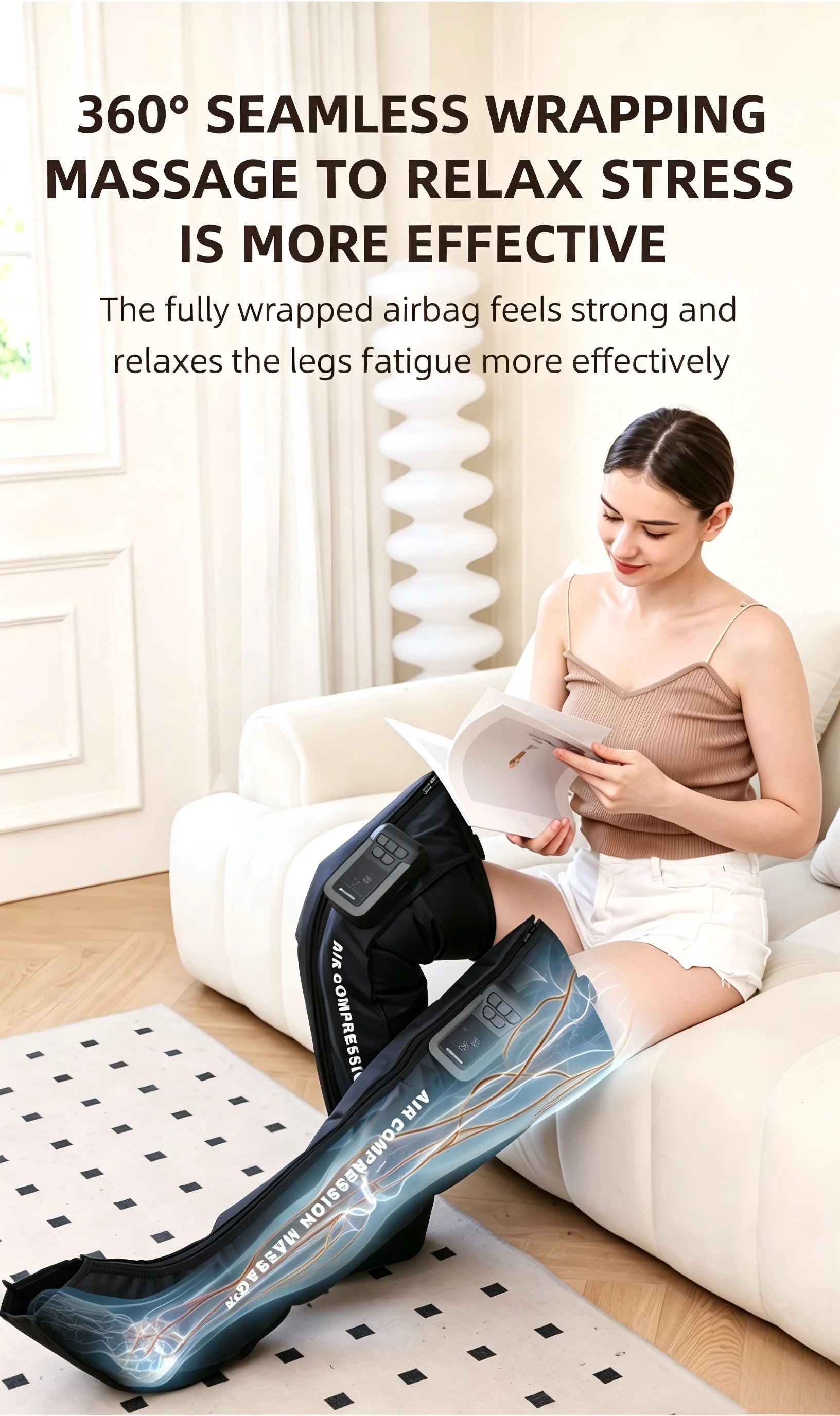 Cordless Sequential Air Compression Leg Massager for Muscle Recovery - 10