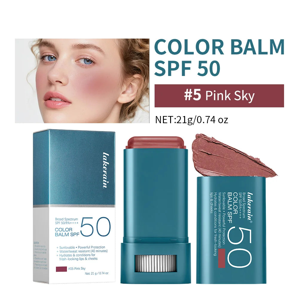 Hydrating SPF 50 Tinted Blush Balm Stick for Natural Sun Protection