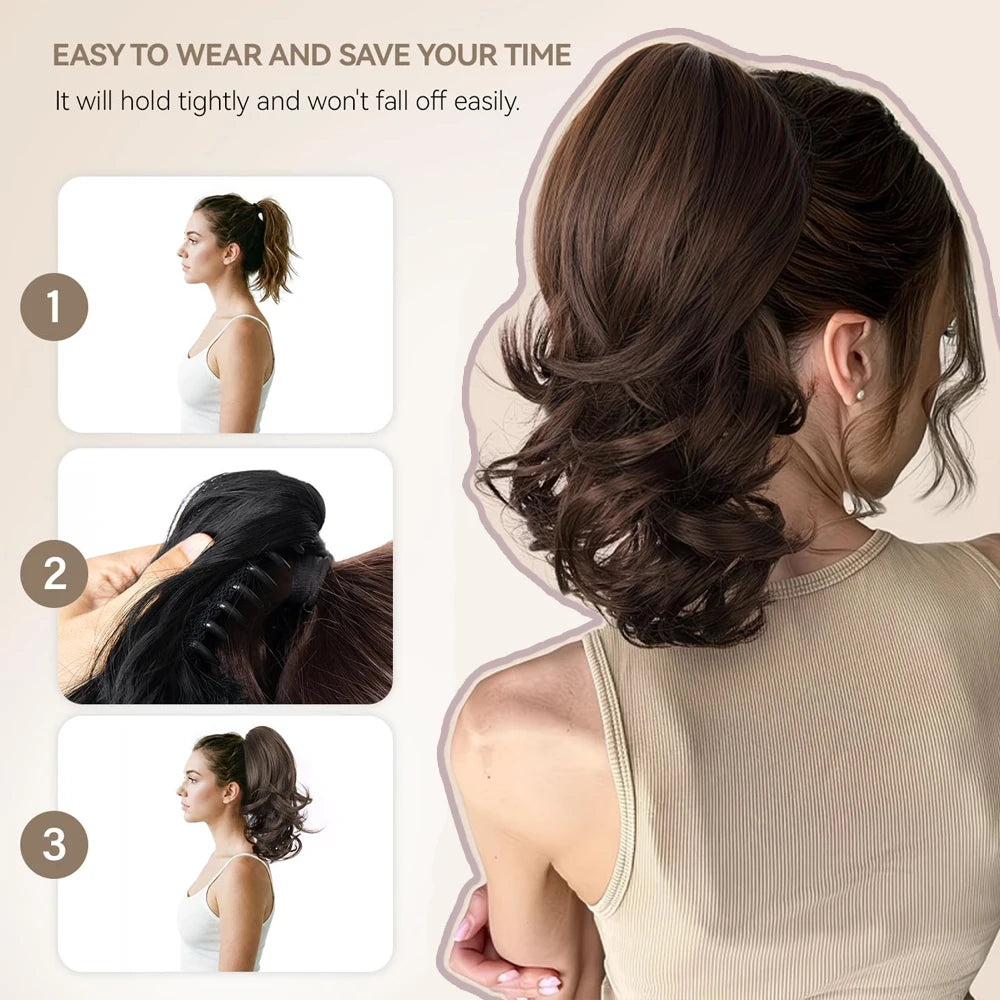 Wavy Claw Clip Ponytail Extension for Instant Volume and Hairstyle - 6