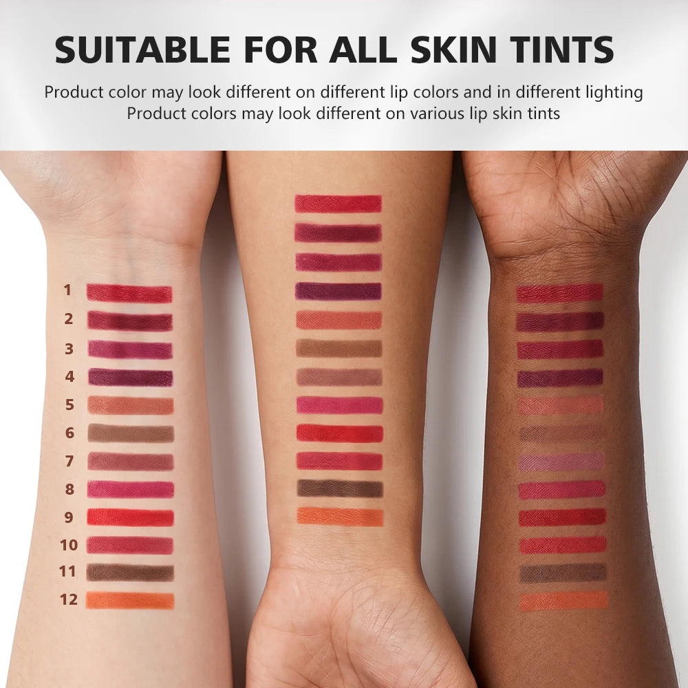 Professional 12-Color Semi-Matte Waterproof Lip Liner Pencil Set - 13
