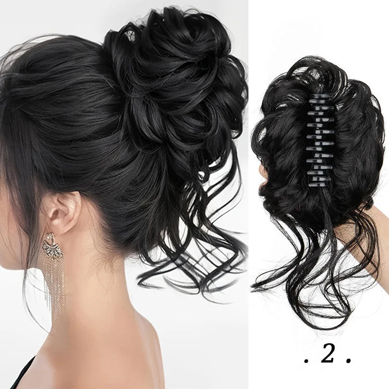 Elastic Curly Hair Bun Extension for Instant Volume and Updo Hairstyles