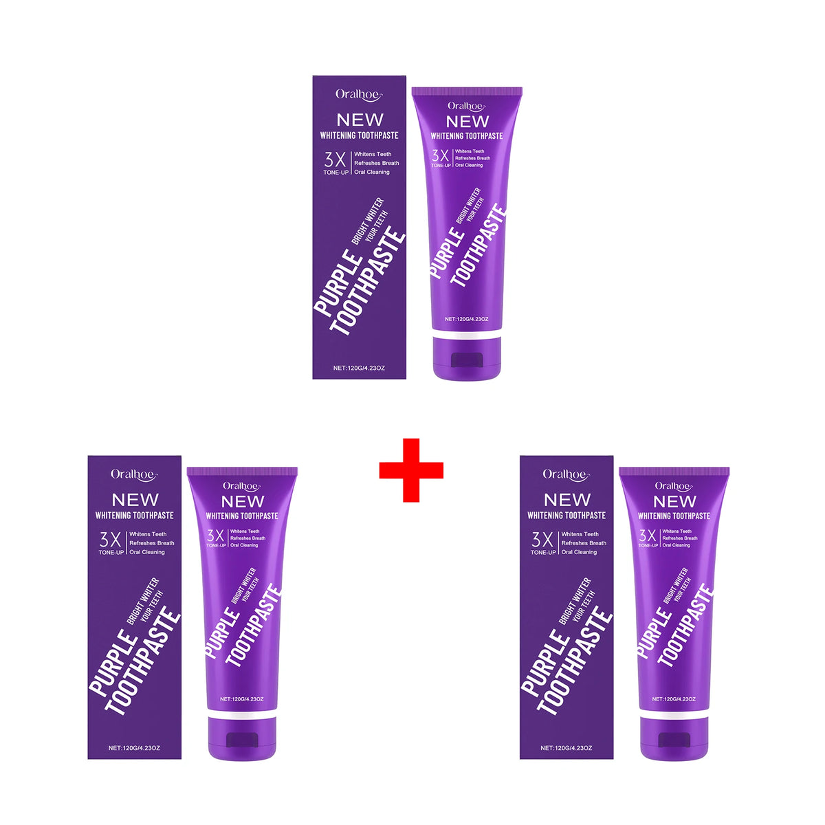 Purple Teeth Whitening Toothpaste for Stain Removal and Fresh Breath