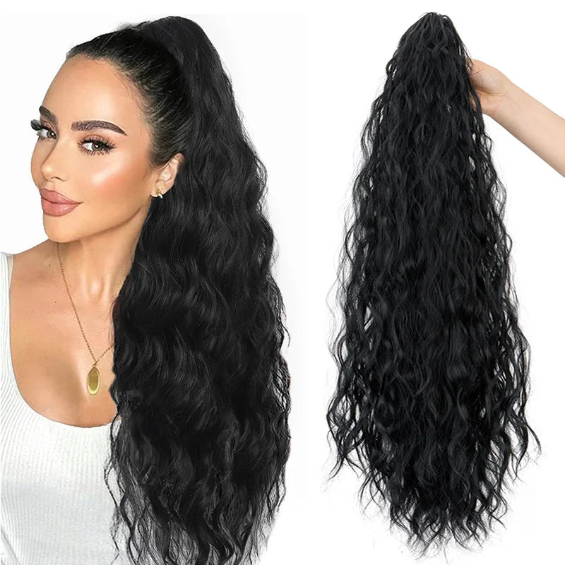 Water Wave Claw Clip Ponytail Extension for Effortless Messy Volume - 19