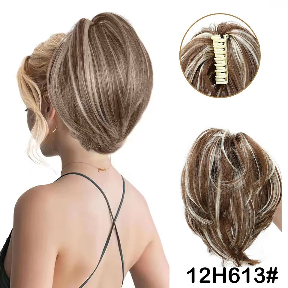 Synthetic Claw Clip Ponytail Extension for Effortless Messy Hair Buns