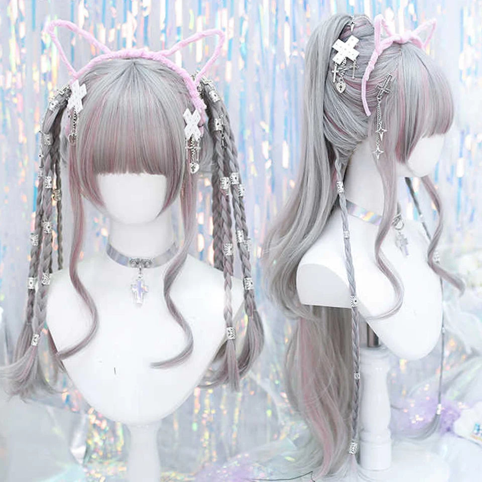 Long Curly Wavy Lolita Cosplay Wig with Bangs for Parties and Events - 24