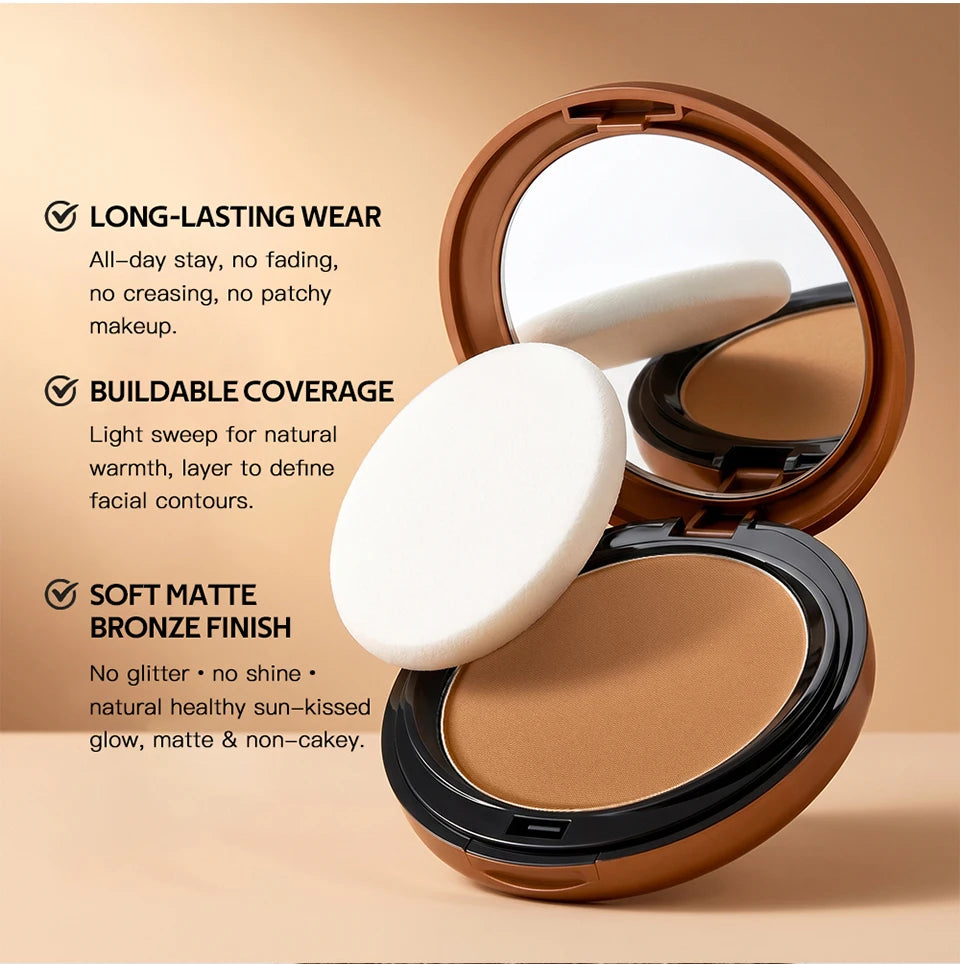 Matte Bronze Pressed Powder for Sculpted Face and Oil Control - 9