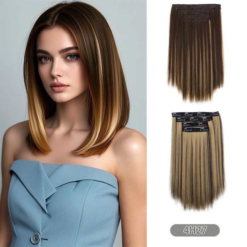 14-Inch Straight Clip-In Hair Extensions for Instant Volume